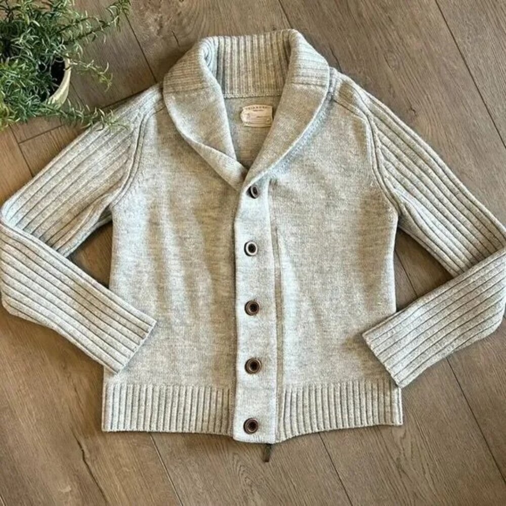 EUC 7 DIAMONDS GRAY KNIT COLLARED CARDIGAN INSANE QUALITY MENS SIZE SMALL